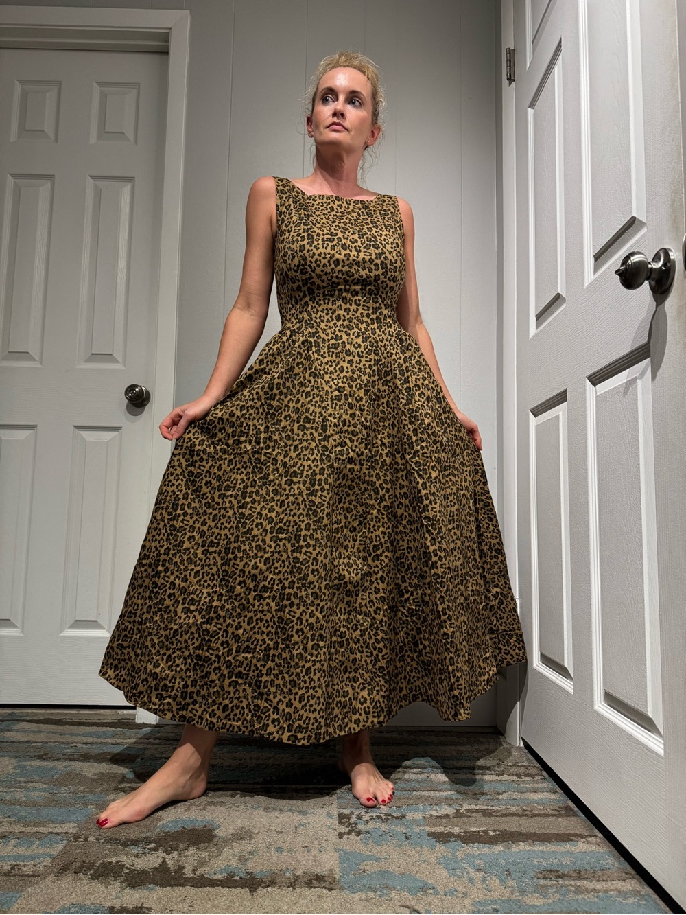 Sleeveless Leopard Print Maxi Dress in Brown - Picture 3 of 5